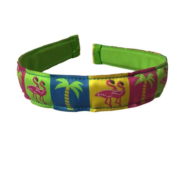 Tropical Headband with Palm Trees & Flamingos - Picture 1 of 7